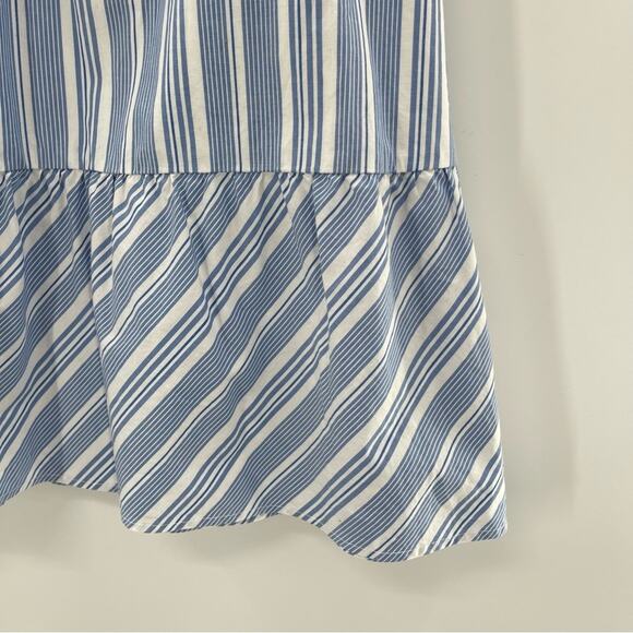 J By J Crew Blue & White Stripe Big Bow Midi Skirt Ruffle Hem Size 2 - Picture 5 of 11